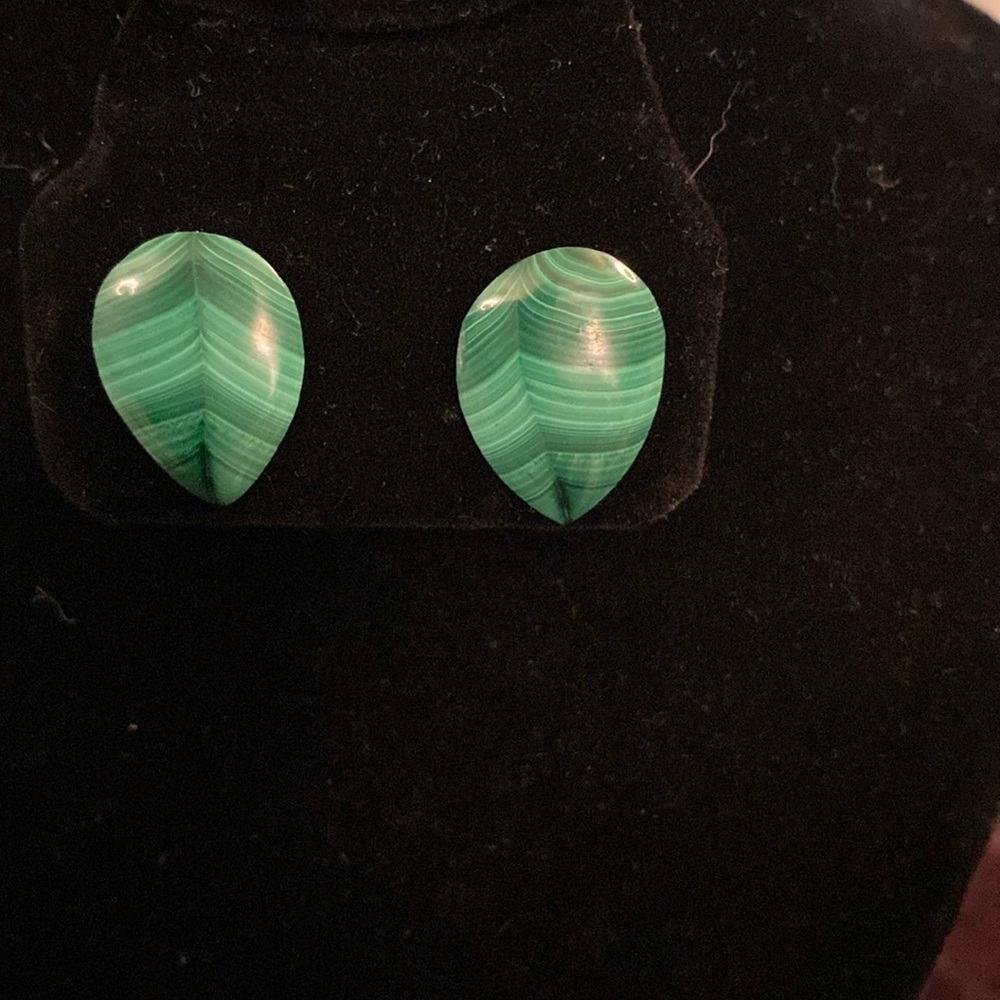 Malachite Leaf Stud Earrings